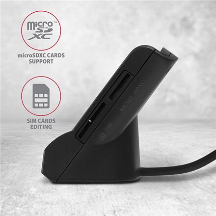 AXAGON Universal desktop USB contact Smart/ID and SD/microSD/SIM card reader , CRE-SM2