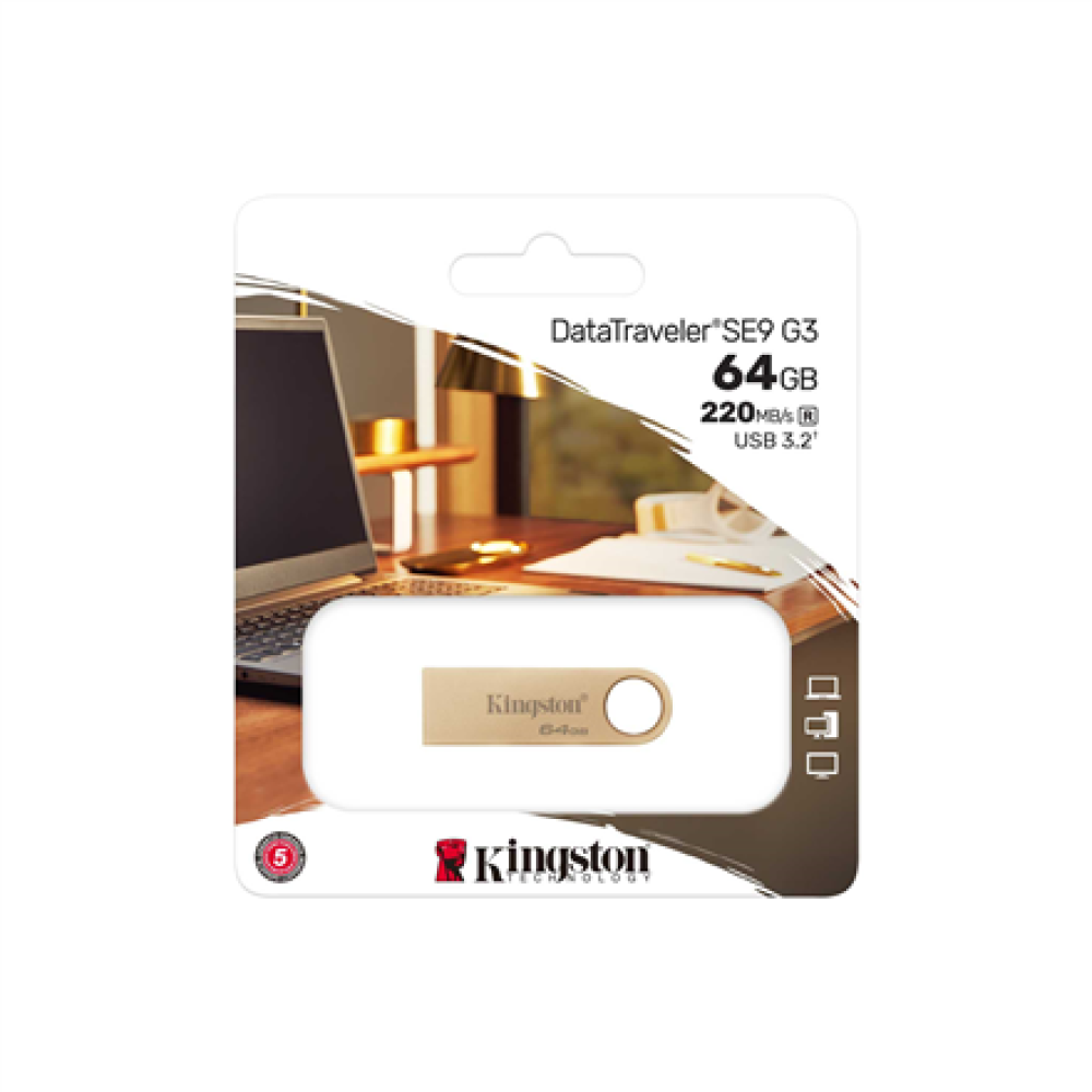 Kingston DataTraveler SE9 G3 , 64 GB , USB 3.2 , Gold