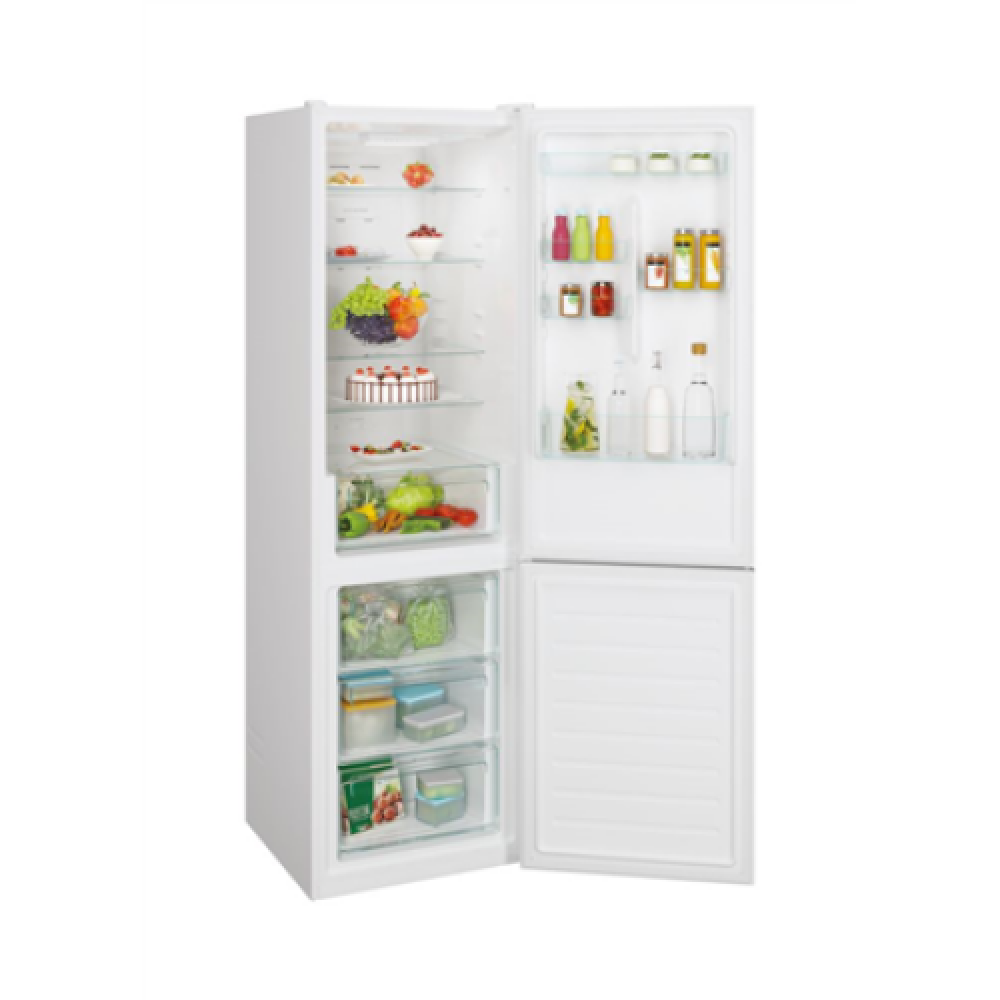 Candy Refrigerator CCE3T620FW Energy efficiency class F Free standing Combi Height 200 cm No Frost system Fridge net capacity 258 L Freezer net capacity 119 L Display 39 dB White
