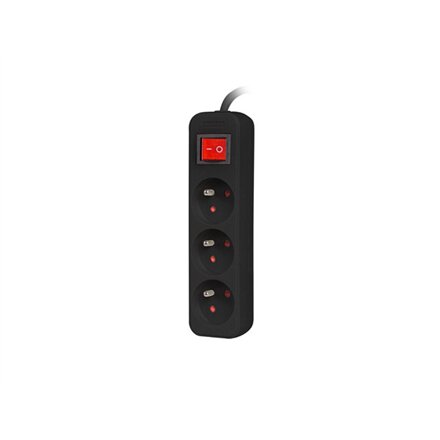 Lanberg Cable Power Strip, 3X French Outlets with Switch, Quality-Grade Copper, 3 m , PS1-03E-0300-BK