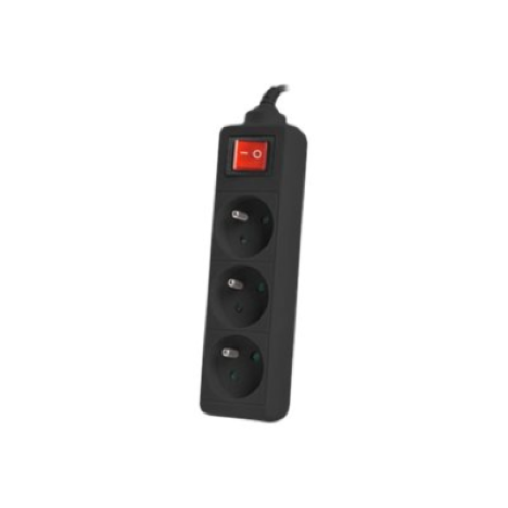 PS1-03E-0300-BK Lanberg Cable Power Strip, 3X French Outlets with Switch, Quality-Grade Copper, 3 m , PS1-03E-0300-BK