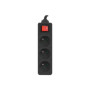 Lanberg Cable Power Strip, 3X French Outlets with Switch, Quality-Grade Copper, 3 m , PS1-03E-0300-BK