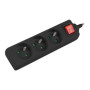 Lanberg Cable Power Strip, 3X French Outlets with Switch, Quality-Grade Copper, 3 m , PS1-03E-0300-BK