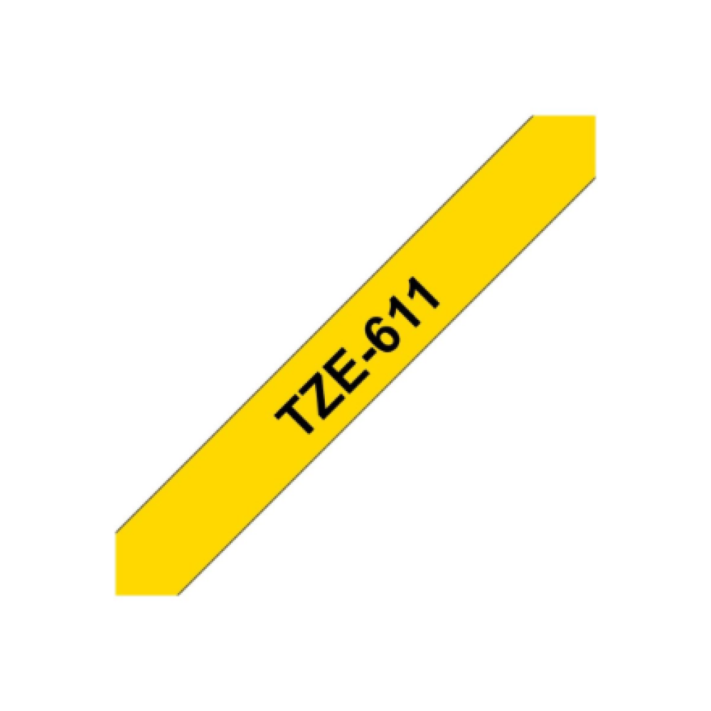 Brother , TZe-611 Laminated Tape , Black on Yellow , TZe , 8 m , 6 cm