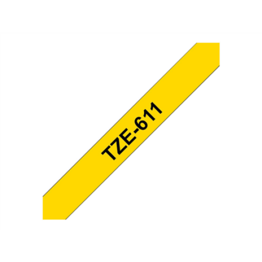 Brother , TZe-611 Laminated Tape , Black on Yellow , TZe , 8 m , 6 cm