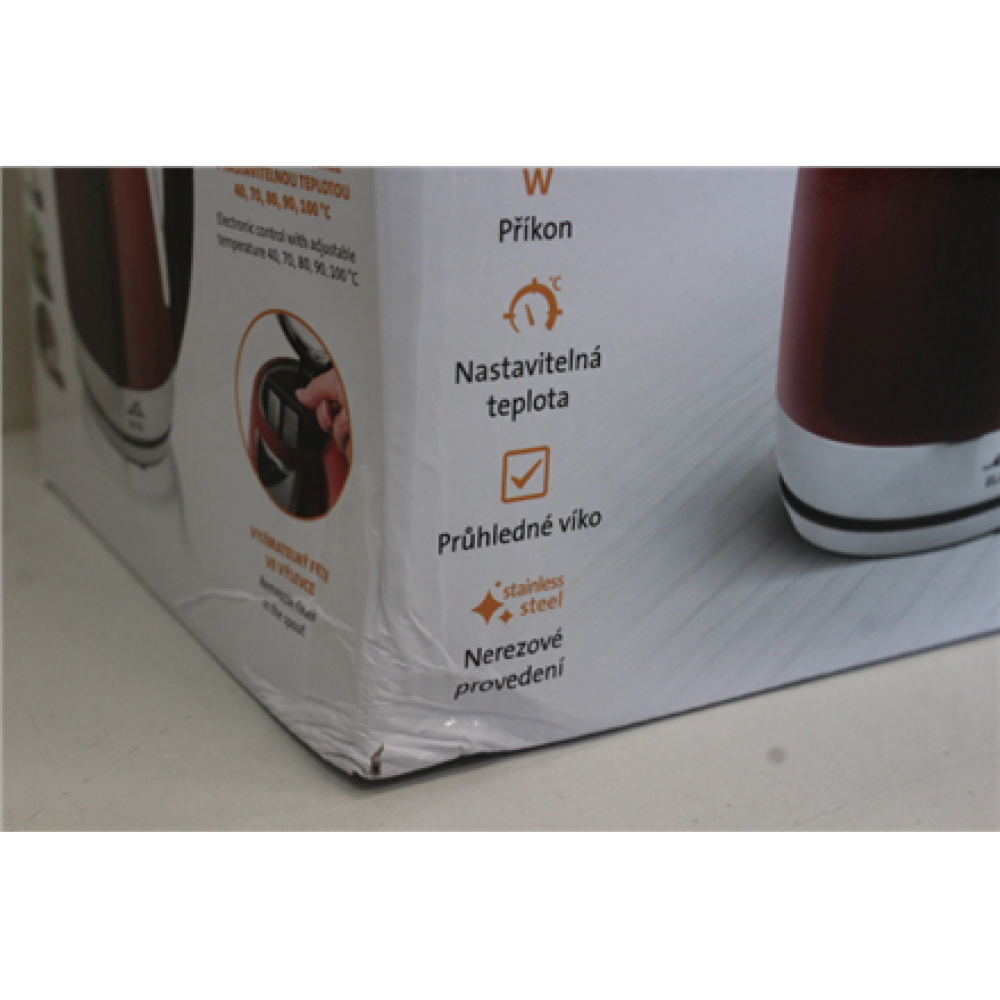SALE OUT. ETA , Kettle , Ela Digi ETA959890010 , Electric , 2200 W , 1.7 L , Stainless steel , 360° rotational base , Red , DAMAGED PACKAGING