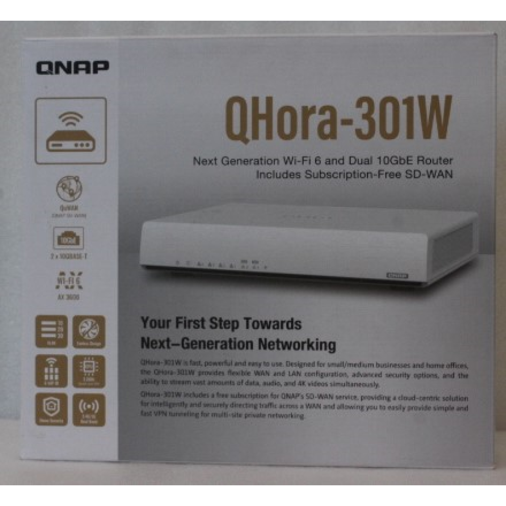 SALE OUT. QNAP QHora-301W WiFi 6 up to 3.5Gbps Speed AX optimized Quad-Core Processor 4x4 MU-MIMO & OFDMA 2* 10GbE (Multi-Gig) WAN/LAN adjus , QNAP Dual bandRouter , QHora-301W , 802.11ax , Ethernet LAN (RJ-45) ports 6 , Mesh Support Yes , MU-MiMO Yes