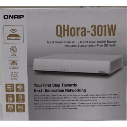 SALE OUT. QNAP QHora-301W WiFi 6 up to 3.5Gbps Speed AX optimized Quad-Core Processor 4x4 MU-MIMO & OFDMA 2* 10GbE (Multi-Gig) WAN/LAN adjus , SALE OUT. , QNAP , Dual bandRouter , QHora-301W , 802.11ax , Mesh Support Yes , MU-MiMO Yes , No mobile broa