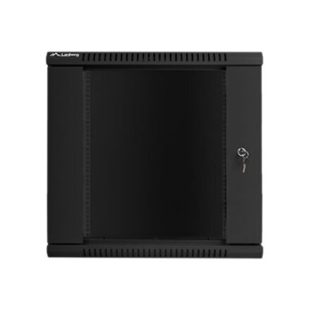 Lanberg , Rack cabinet 19 wall-mount 12U/600x600 (flat pack) with glass door , WF01-6612-10B , Black