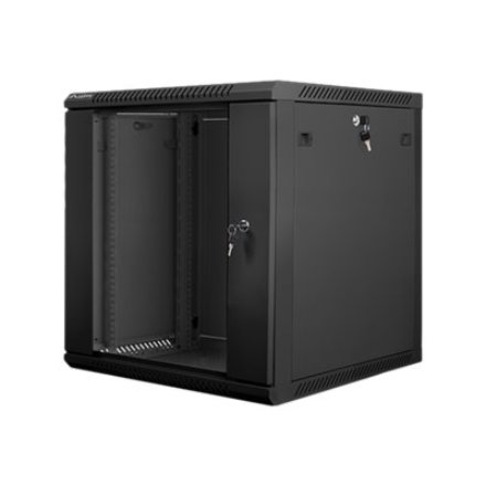 Lanberg , Rack cabinet 19 wall-mount 12U/600x600 (flat pack) with glass door , WF01-6612-10B , Black