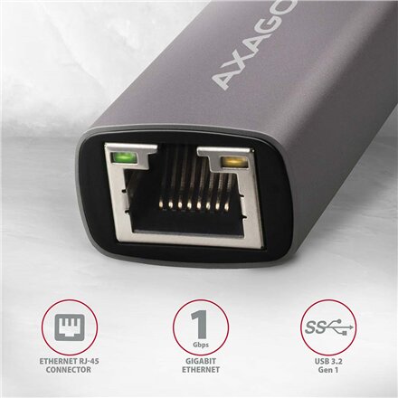 AXAGON ADE-TR Compact aluminum USB 3.2 Gen 1 Gigabit Ethernet 10/100/1000Mbit adapter with automatic installation