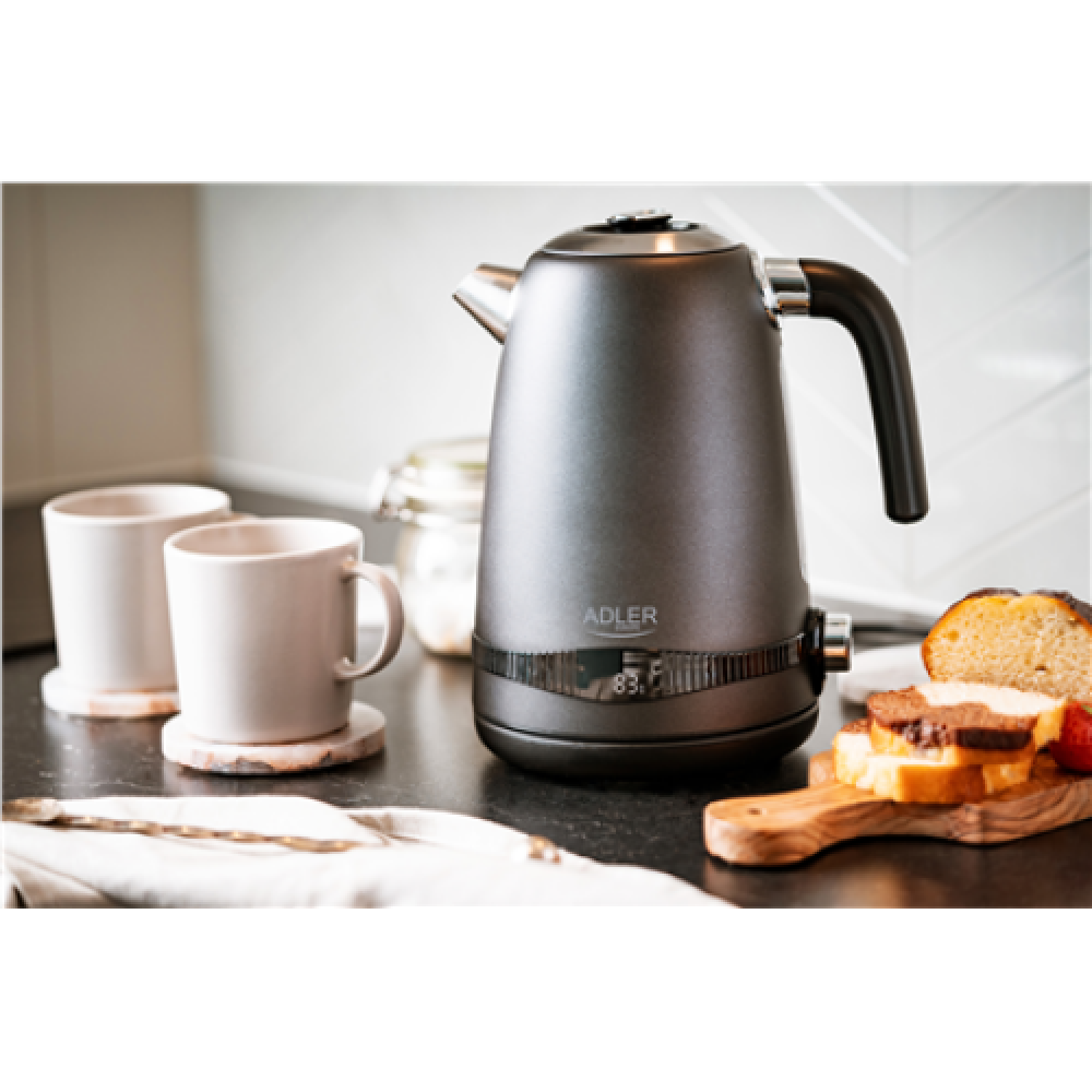 Adler Kettle , AD 1295g SS , Electric , 2200 W , 1.7 L , Stainless Steel , 360° rotational base , Grey