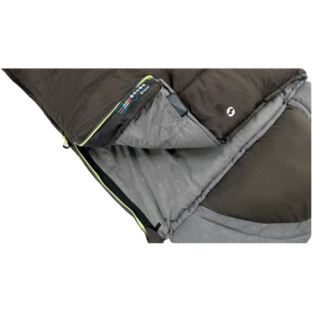 Outwell Contour Supreme Coffee L, Sleeping Bag, 220 x 85 cm, 2 way open - auto lock, L-shape, Brown