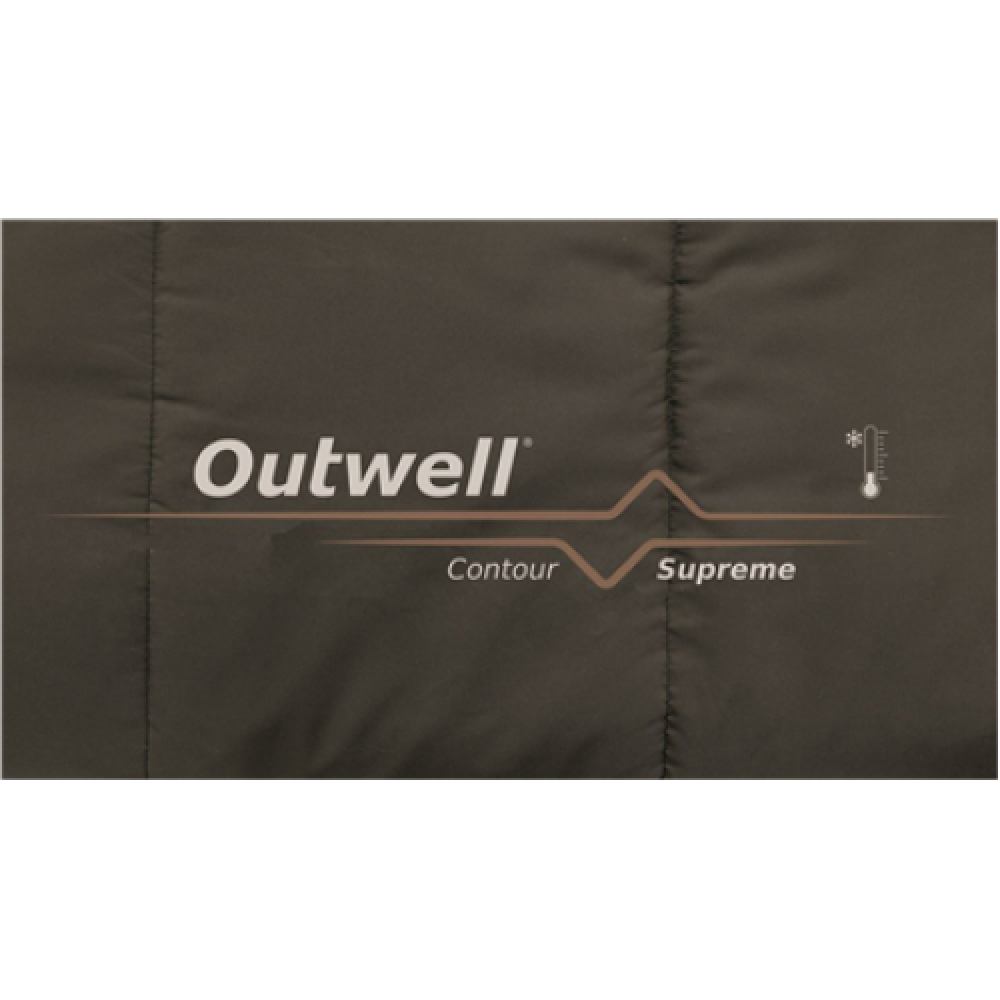 Outwell Contour Supreme Coffee L, Sleeping Bag, 220 x 85 cm, 2 way open - auto lock, L-shape, Brown