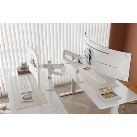 Digitus Desk Mount , DA-90476 Single Monitor Mount , Height, tilt, pivot, rotation, depth , 57 , Maximum weight (capacity) 27 kg , White