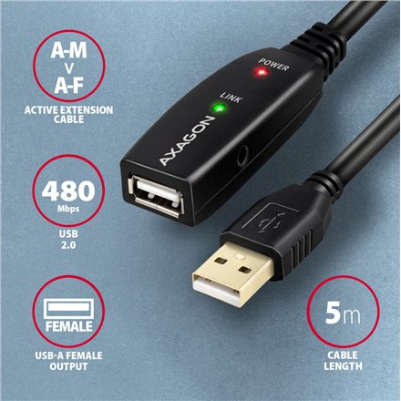 AXAGON , USB Repeater Cable , ADR-205 , USB Type-A to USB Type-A