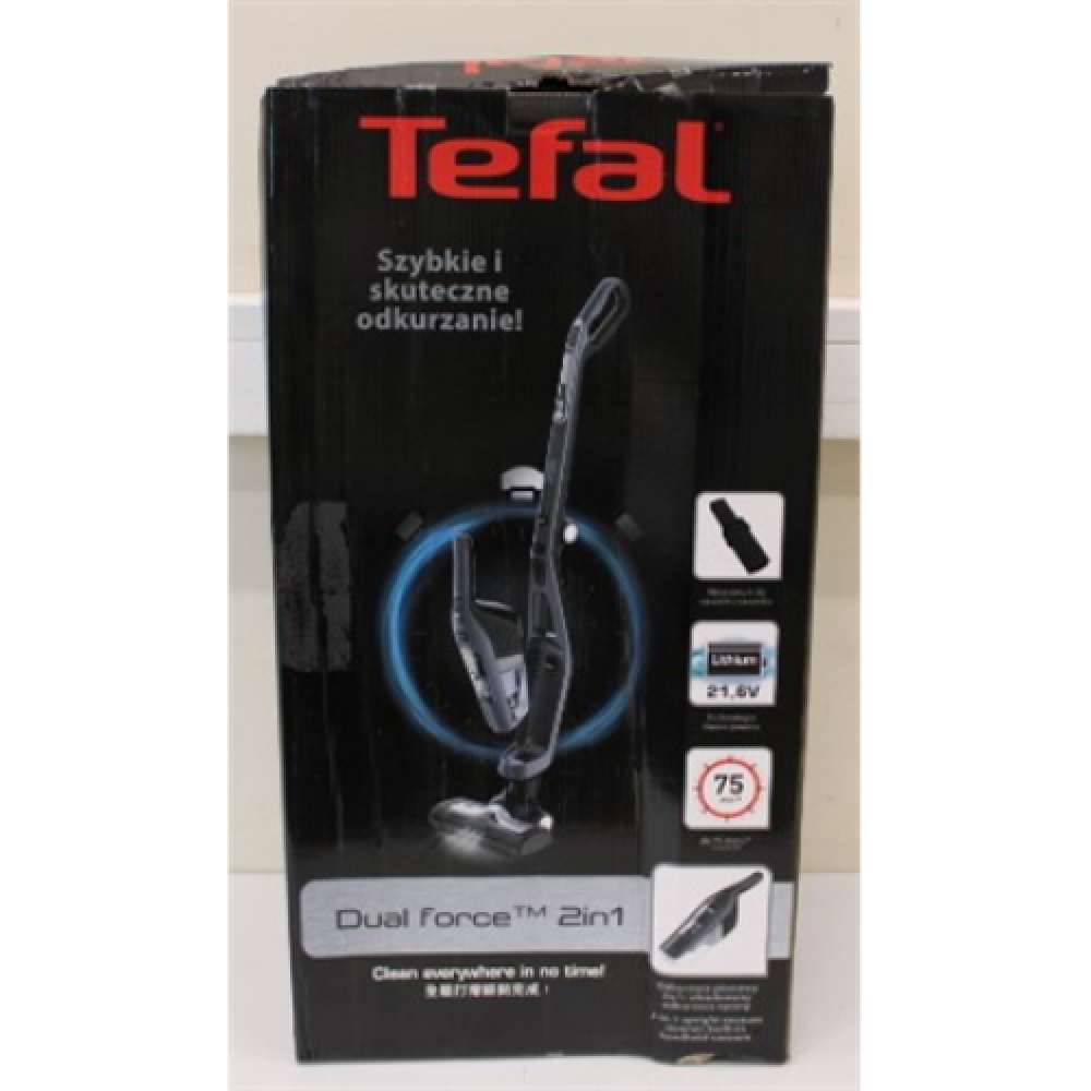 SALE OUT. TEFAL TY6756 Vacuum Cleaner, Dual Force, Handstick 2in1, Operating time 45 min, Grey TEFAL Vacuum Cleaner TY6756 Dual Force Handstick 2in1 Handstick and Handheld 21.6 V Operating time (max) 45 min Grey Warranty 24 month(s) DAMAGED PACKAGING , TE