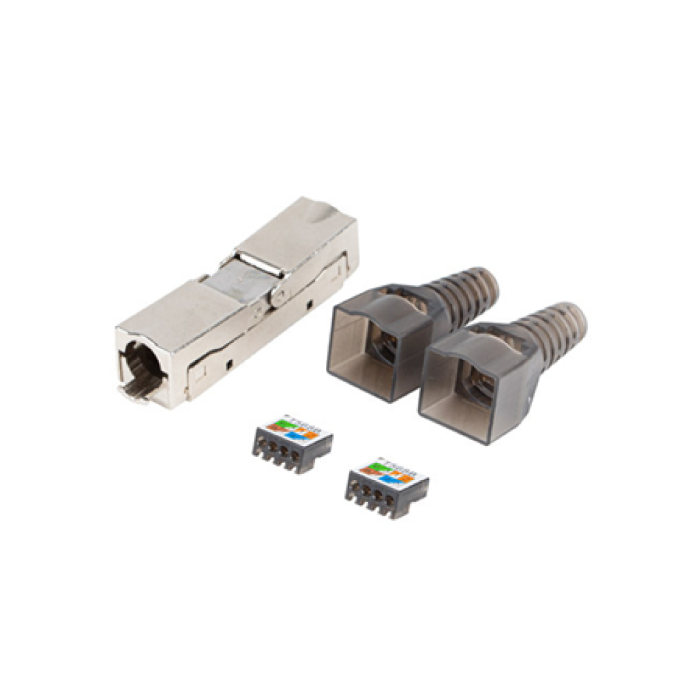Lanberg , 2X RJ45 CAT6A FTP Plug 8P8C Tool-less Adapter , PL2SA-6000TL , Silver/Transparent