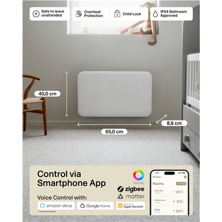 Mill Invisible Smart WiFi Heater , PA700WIFI4 , Panel Heater , 700 W , Suitable for rooms up to 9-12 m² , White , IPX4