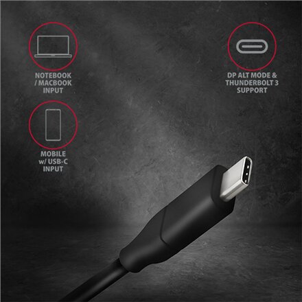 AXAGON Active cable , USB-C to DisplayPort , 1.8 m