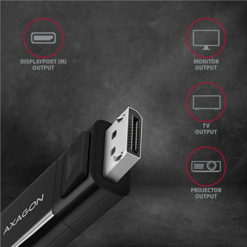 AXAGON Active cable , USB-C to DisplayPort , 1.8 m