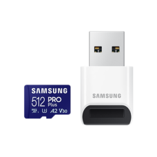 Samsung , PRO Plus microSD Card with USB Adapter , 512 GB , MicroSDXC , Flash memory class U3, V30, A2