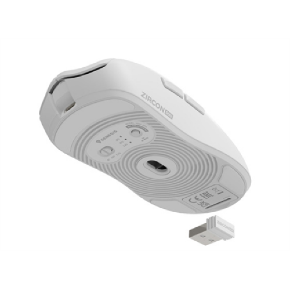 Genesis Zircon 500 , Wireless/Wired , Gaming Mouse , 2.4 GHz, Bluetooth, USB , White