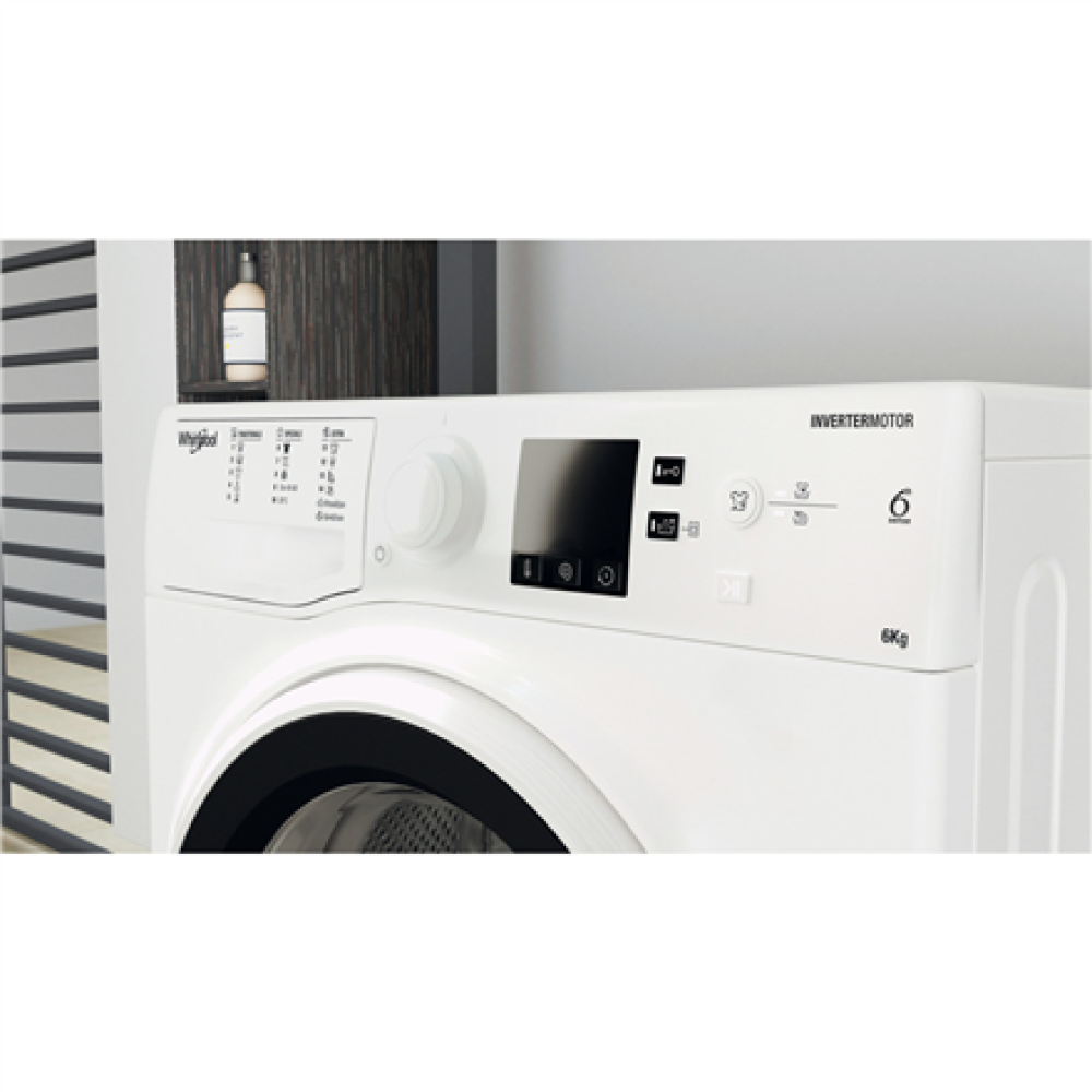 Whirlpool Washing machine , WRBSS 6249 W EU , Energy efficiency class C , Front loading , Washing capacity 6 kg , 1200 RPM , Depth 42.5 cm , Width 59.5 cm , Display , LED , White