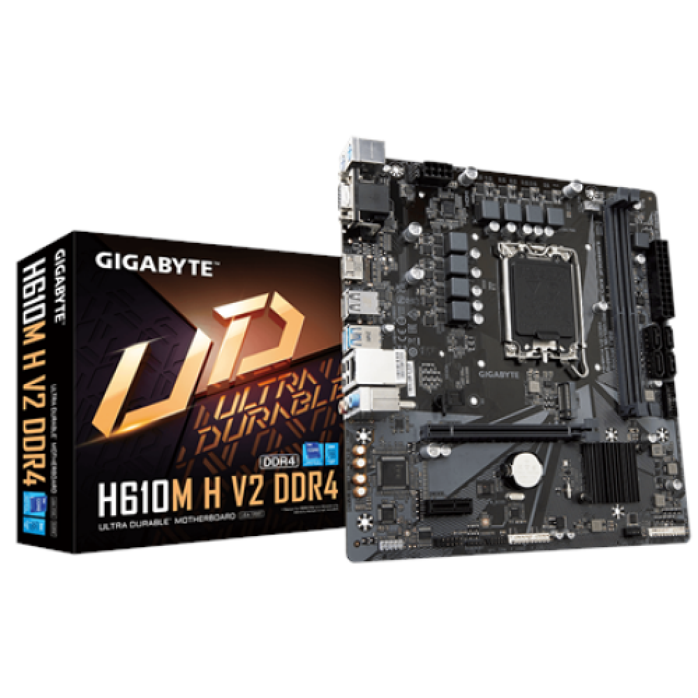 Gigabyte , H610M H V2 DDR4 1.0 M/B , Processor family Intel , Processor socket LGA1700 , DDR4 DIMM , Memory slots 2 , Supported hard disk drive interfaces SATA, M.2 , Number of SATA connectors 4 , Chipset Intel H610 Express , Micro ATX