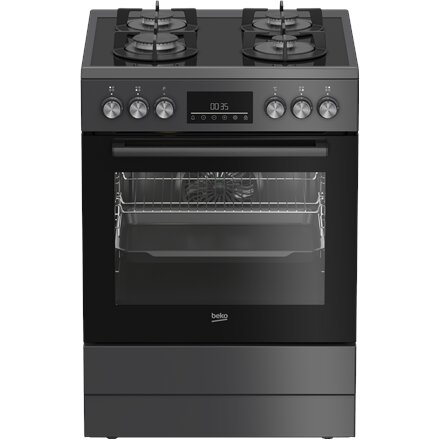 BEKO Cooker , FBM62330GADSN , Hob type Gas , Oven type Electric , Grey , Width 60 cm , Depth 60 cm , Grilling , LED , Energy efficiency class A , 72 L