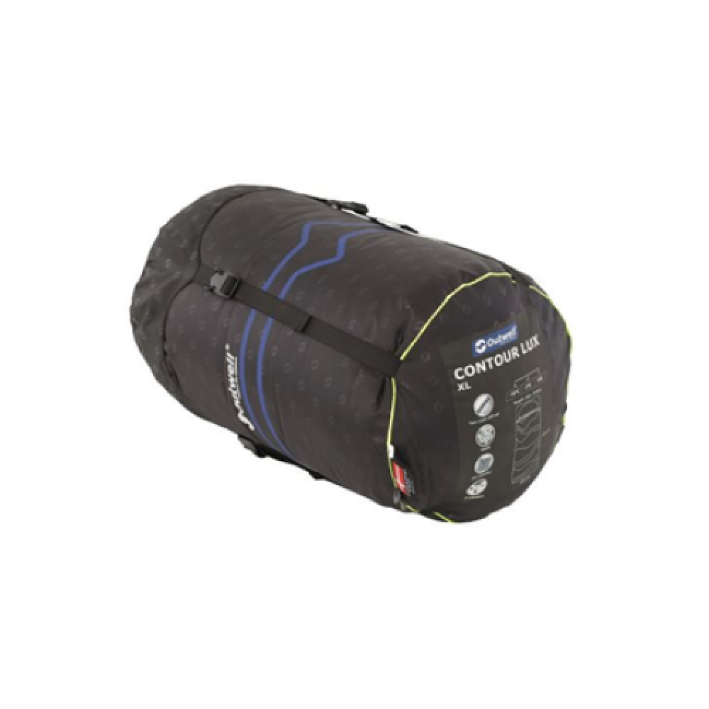 Outwell Contour Lux XL, Sleeping Bag, 235 x 105 cm, YKK 2-way L-shape open-end with auto lock, Green