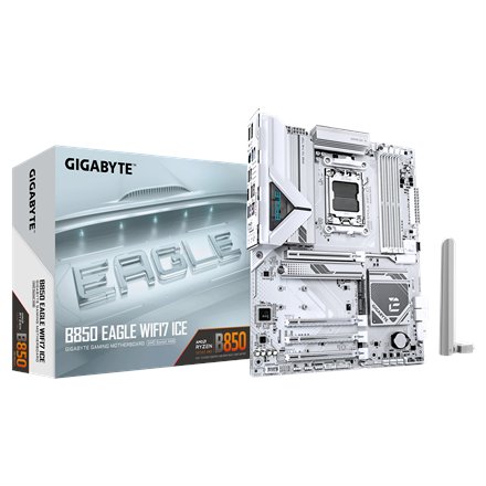 Gigabyte B850 EAGLE WF7 ICE , Processor family AMD , Processor socket AM5 , DDR5 , Supported hard disk drive interfaces SATA, M.2 , Number of SATA connectors 4