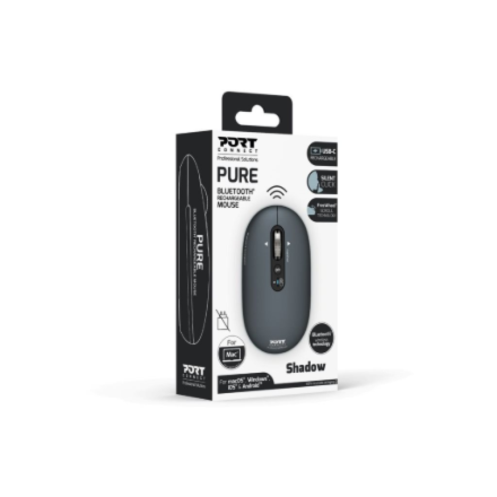 PORT CONNECT Mouse , PURE MAC , Wireless , Bluetooth , Gray