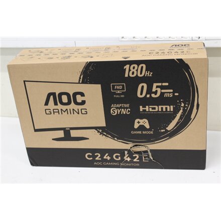 AOC Gaming monitor , C24G42E , 24 , VA , FHD , 16:9 , 180 Hz , 0.5 ms , 1920 x 1080 pixels , 250 cd/m² , HDMI ports quantity 2 , Black , Warranty 36 month(s) , DAMAGED PACKAGING
