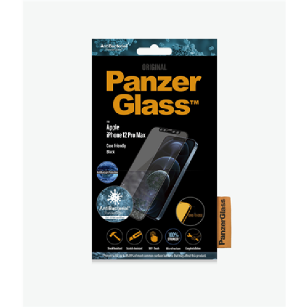 PanzerGlass Apple iPhone 12 Pro Max Antibacterial glass Black Case Friendly