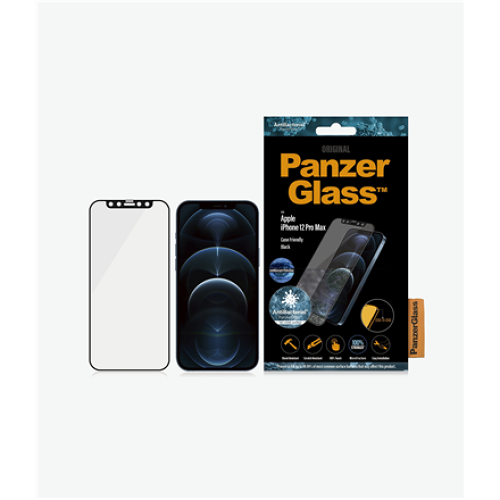 PanzerGlass Apple iPhone 12 Pro Max Antibacterial glass Black Case Friendly