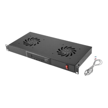 Lanberg 19 fan unit/ventilation panel with LCD 2 fans + thermostat 230V , AK-1502-B , Black