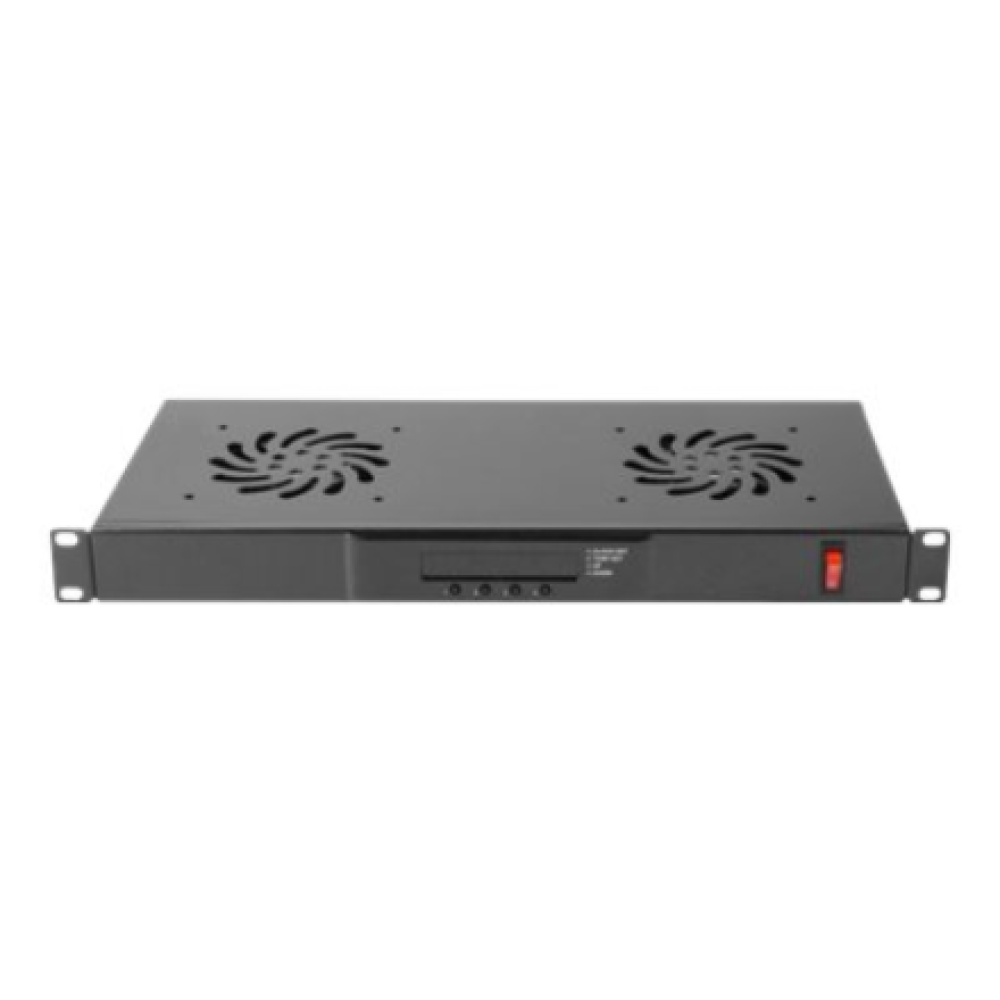 Lanberg 19 fan unit/ventilation panel with LCD 2 fans + thermostat 230V , AK-1502-B , Black