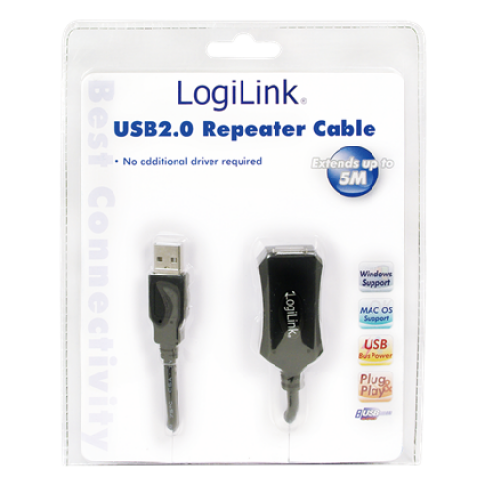 Logilink USB 2.0 repeater 5m USB A female, USB A