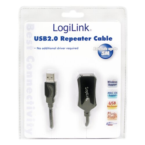 Logilink , USB 2.0 repeater 5m , USB-A to USB-A USB A female