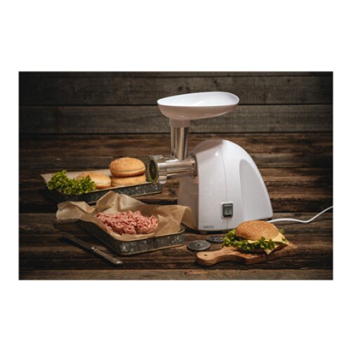 Camry , CR 4802 , White , 600-1500 W , Number of speeds 1 , Middle size sieve, mince sieve, poppy sieve, plunger, sausage filler, vegatable attachment.