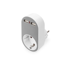 Digitus Universal USB Plug-in Charger with 2 x USB-A Sockets and Integrated Socket , DA-70617