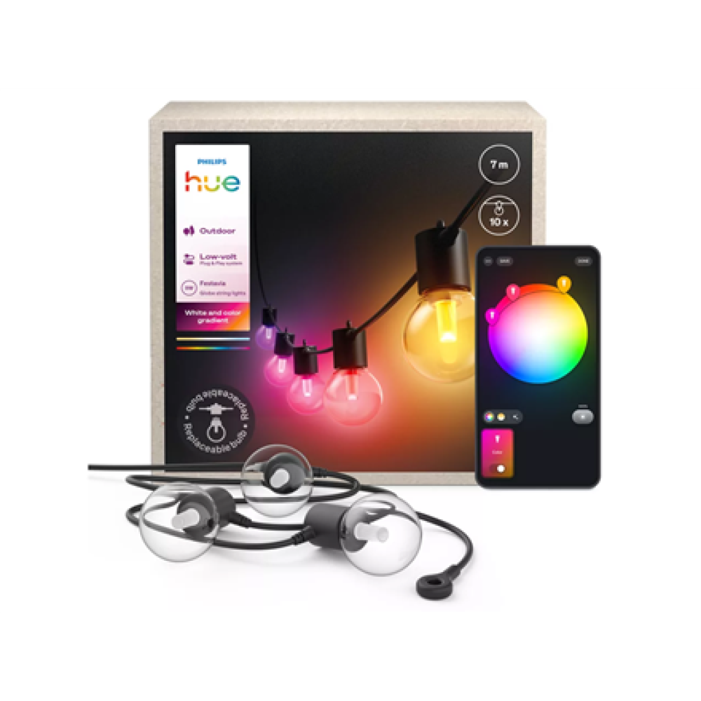 Philips Hue Festavia Globe Outdoor Fairy Lights, 7 m , 30 W , Bluetooth, Zigbee