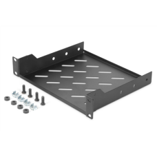 Digitus , 1U fixed shelf , DN-10-TRAY-2-B , Black , Perfect for storage of components which are not 254 mm (10) suitable. Slim design which takes space of 1 height unit. Easy and quick to mount or dismount. Load capacity: 25 kg
