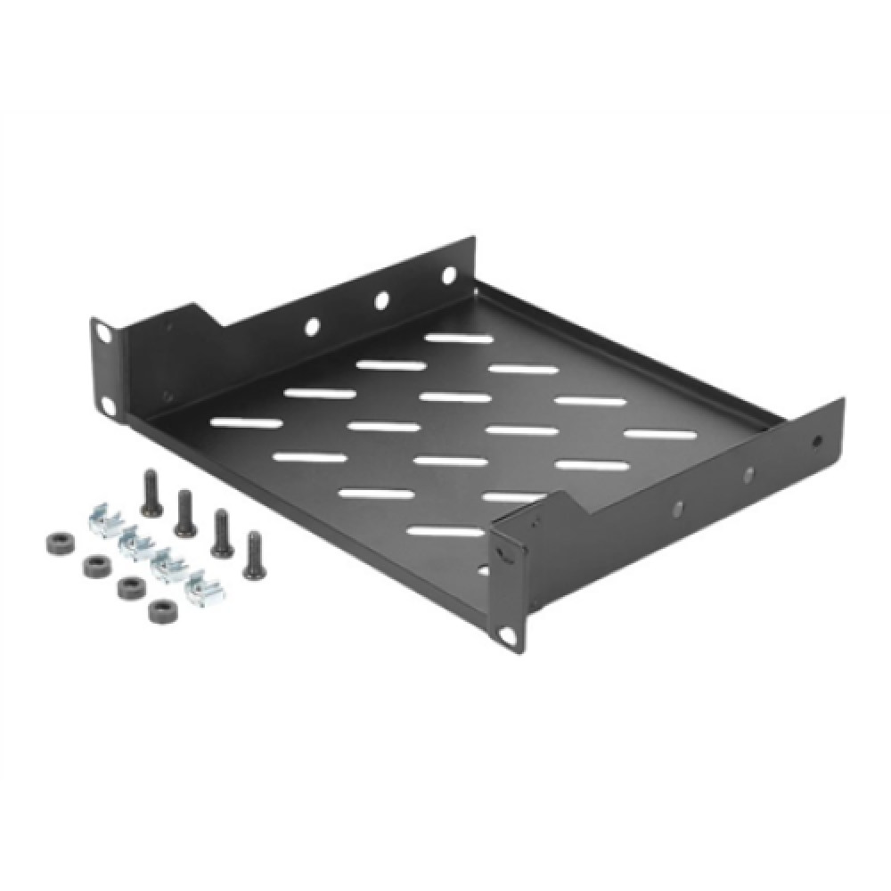 Digitus , 1U fixed shelf , DN-10-TRAY-2-B , Black , Perfect for storage of components which are not 254 mm (10) suitable. Slim design which takes space of 1 height unit. Easy and quick to mount or dismount. Load capacity: 25 kg