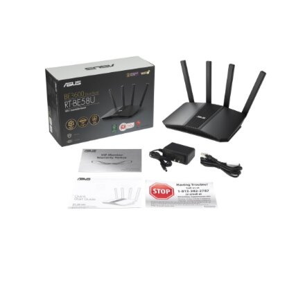 Asus , DWiFi 7 AiMesh Extendable Router , RT-BE58U , 802.11be , 10/100/1000 Mbit/s , Mesh Support Yes , MU-MiMO Yes , 4G , Antenna type External