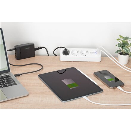 Digitus 3-way office socket strip with 2x USB-A and 1x USB-C connections , DA-70626