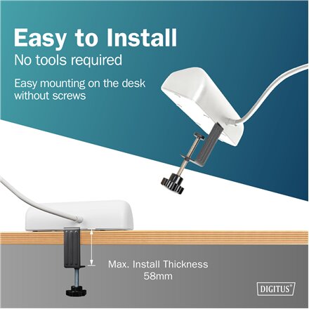 Digitus 3-way office socket strip with 2x USB-A and 1x USB-C connections , DA-70626