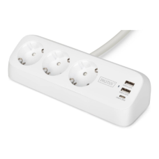 Digitus 3-way office socket strip with 2x USB-A and 1x USB-C connections , DA-70626