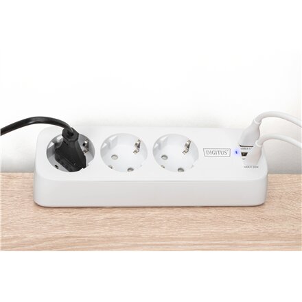 Digitus 3-way office socket strip with 2x USB-A and 1x USB-C connections , DA-70626